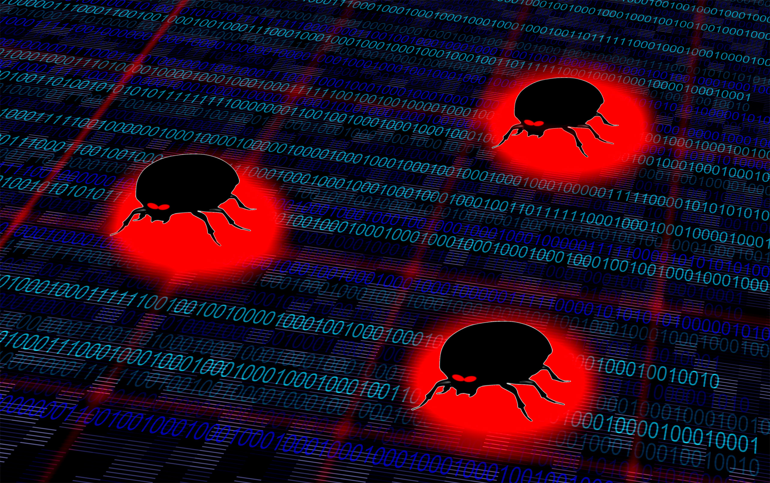 Black and red cartoon bugs attack code